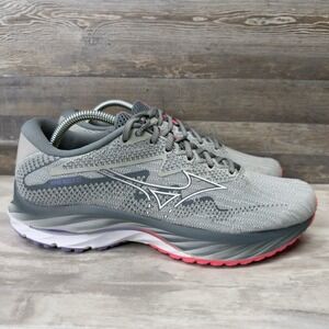 Mizuno WaveRider 27 Women's Running Shoe Gray Pink Mesh Athletic Sneaker Size 10